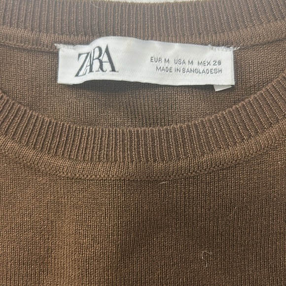 Zara knit crop top size medium chocolate brown sleeveless shirt - Picture 4 of 6